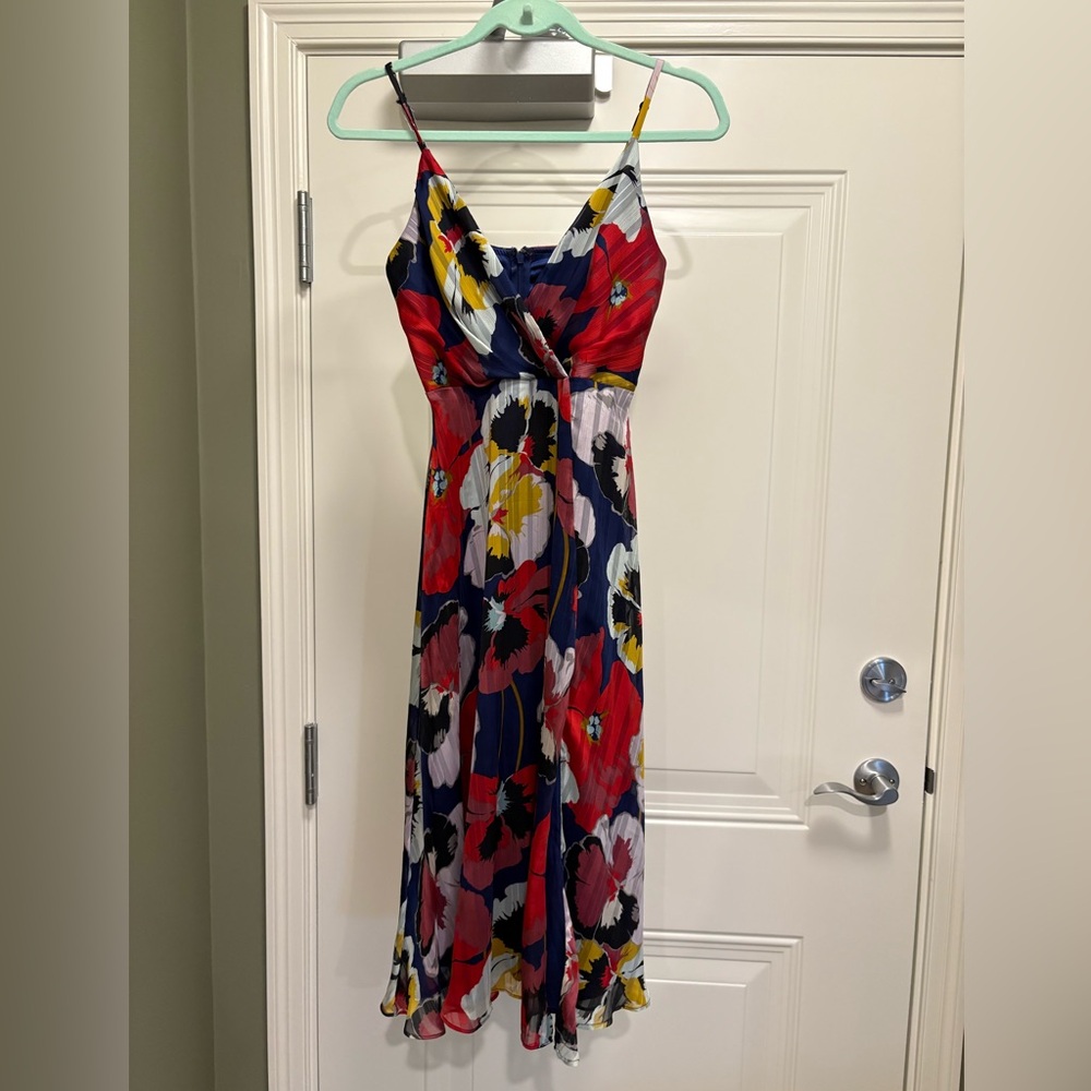Lulu's Vibrant Floral Midi Dress - Red, Blue, Yellow